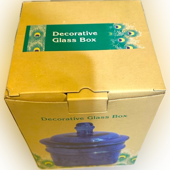 APOTHECARY MERCURY GLASS COBALT BLUE DECORATIVE BOX 6.25”x 4.75” CRACKER BARREL - Picture 7 of 8